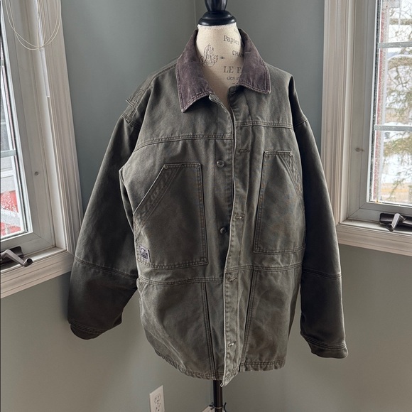 Sorel Duck barn Chore Jacket olive green canvas Pockets EUC size XL - Picture 3 of 13
